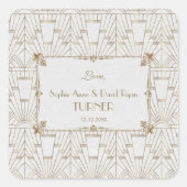 王室のフルーアデリスアールデコ金ゴールドホワイト20結婚s スクエアシール (正面)