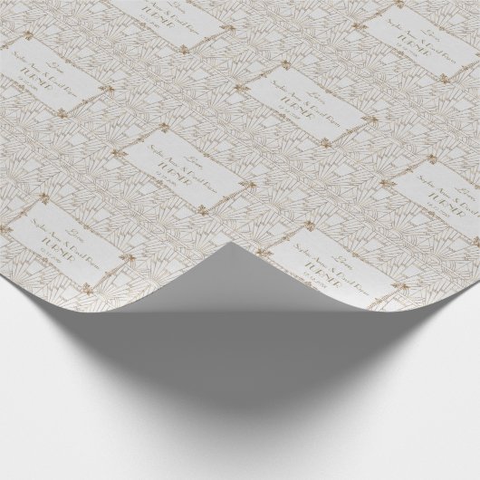 王室のフルーアデリスアールデコ金ゴールドホワイト20結婚s ラッピングペーパー (角)