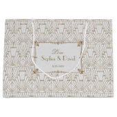 王室のフルーアデリスアールデコ金ゴールドホワイト20結婚s ラージペーパーバッグ (正面)