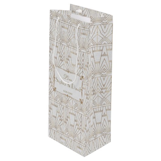 王室のフルーアデリスアールデコ金ゴールドホワイト20結婚s ワインギフトバッグ (正面アングル)