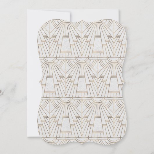 王室のフルーアデリスアールデコ金ゴールドホワイト20結婚s 招待状 (裏面)