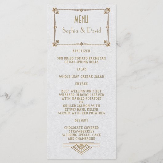 王室のフルーアデリスアールデコ金ゴールドホワイト20sメニュー メニュー (正面)