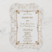 王室のフルーアデリスアールデコ金ゴールド婚約パーティ 招待状 (正面/裏面)