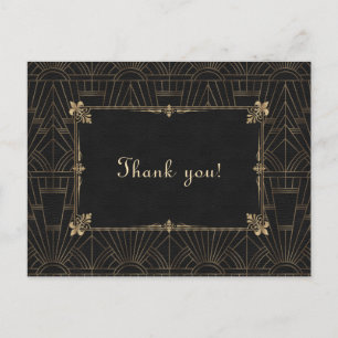 王室のフルーアデリスアールデコ1920結婚s Thank You ポストカード