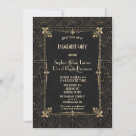 王室のフルーアデリスアールデコ1920s婚約パーティ 招待状