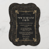 王室のフルーアデリスアールデコ1920s新年パーティー 招待状 (正面/裏面)