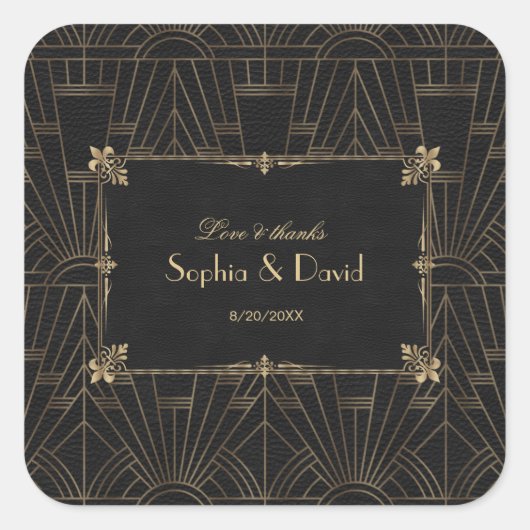 王室のフルーアデリスアールデコ1920s結婚 スクエアシール (正面)