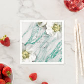 王室のフローラパーソナライズされた大理石ティファニーホワイト スタンダードカクテルナプキン (インサイチュ)