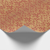 王室のフローラ包装紙赤および金ゴールド ラッピングペーパー (角)