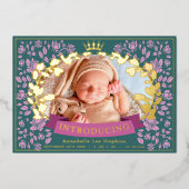 王室のフローラ誕生写真の発表 箔招待状 (正面)