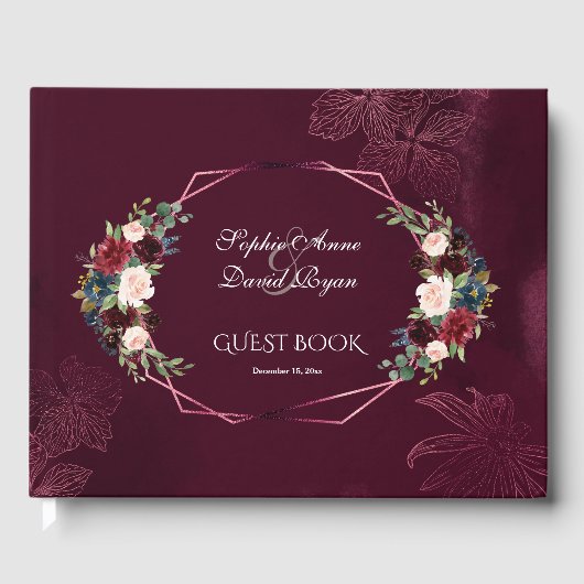 王室のブルゴーニュフローラジオメト結婚リ ゲストブック (正面)