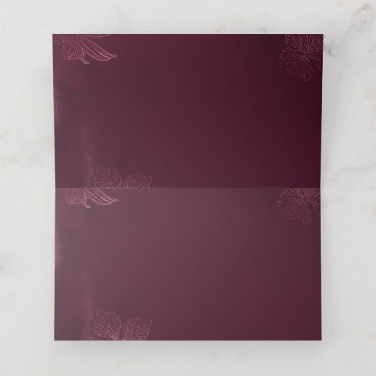 王室のブルゴーニュフローラジオメト結婚リ プレイスカード (内部開封)