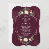 王室のブルゴーニュフローラ幾何結婚周年記念 招待状 (正面)