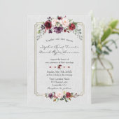 王室のブルゴーニュフローラ金ゴールドモノグラ結婚ム 招待状 (スタンド正面)