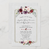 王室のブルゴーニュフローラ金ゴールドモノグラ結婚ム 招待状 (正面/裏面)