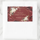 王室のブルゴーニュ白い花金ゴールド《キリスト教》洗礼式や命名式 長方形シール (バッグ)