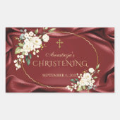 王室のブルゴーニュ白い花金ゴールド《キリスト教》洗礼式や命名式 長方形シール (正面)