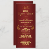 王室のブルゴーニュ金ゴールドピーコック結婚のメニューカスタム メニュー (正面/裏面)