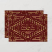 王室のブルゴーニュ金ゴールド素晴らしギャツビー結婚ズ セーブザデート (正面/裏面)