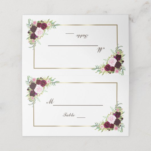 王室のブルゴーニュMarsalaフローラ金ゴールドテーブル番号 プレイスカード (外部開封)