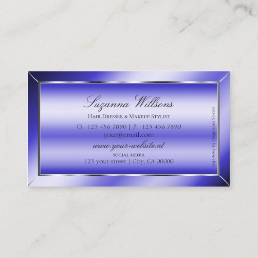 王室のブルーとシルバーデコールとロゴプロフェッショナル 名刺 (裏面)