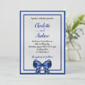 王室のブルーエレガントシルバ結婚ウ 招待状 (スタンド正面)