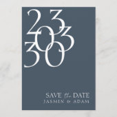 王室のブルーオミニマルプレンス結婚タイポグラフィ セーブザデート (正面)