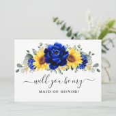 王室のブルーサンフラワー私のメイド・オブ・オーナー(花嫁付き添い人) 招待状 (スタンド正面)