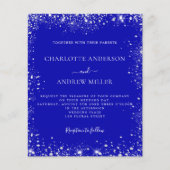 王室のブルーシルバー予算結婚式招待状 チラシ (正面)