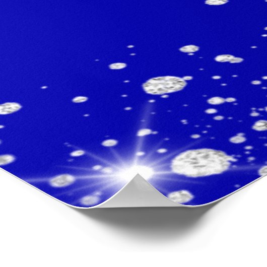 王室のブルー銀グリッターの結婚バーメニュー ポスター (角)