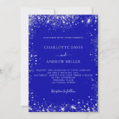 王室のブルー銀グリッターエレガントラグジュアリー結婚ズ 招待状 (正面)
