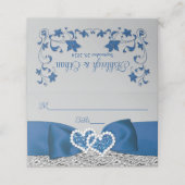 王室のブルー、シルバー、グレーラブハート結婚ズ プレイスカード (外部開封)