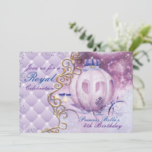 王室のプリンセスバースデーパーティ招待状 招待状 (スタンド正面)