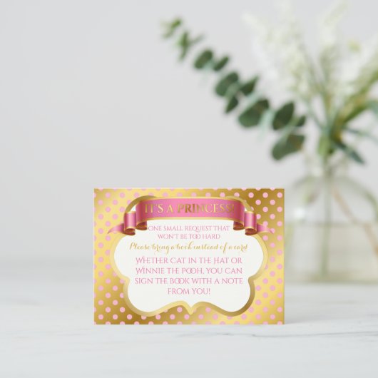 王室のプリンセスピンク金ゴールドクラウンブックリクエスト エンクロージャーカード (スタンド正面)