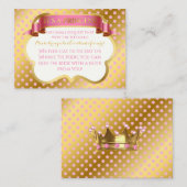 王室のプリンセスピンク金ゴールドクラウンブックリクエスト エンクロージャーカード (正面/裏面)