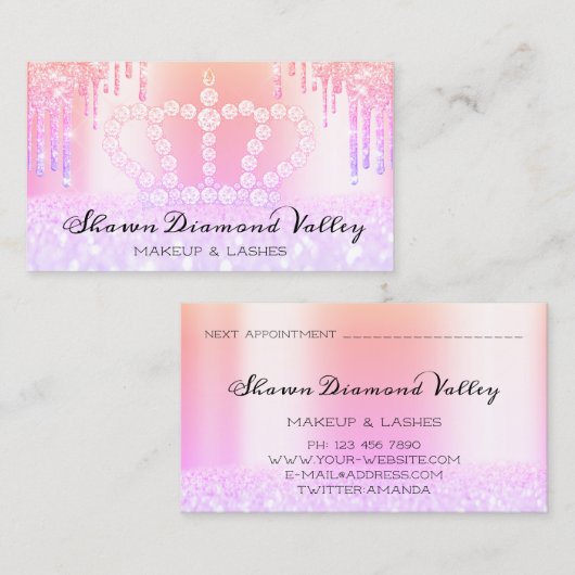 王室のプリンセスメイクアップアーティスト遺跡自筆証書 予約カード (正面/裏面)