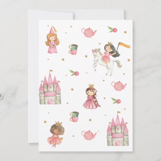 王室のプリンセス茶パーティー誕生日招待状 招待状 (裏面)