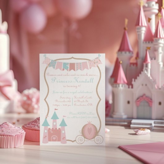 王室のプリンセス誕生日パーティーの招待 招待状