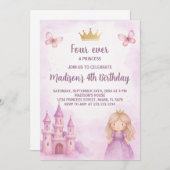 王室のプリンセス誕生日招待状 招待状 (正面/裏面)