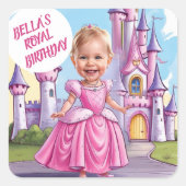 王室のプリンセス4歳の誕生日 スクエアシール (正面)