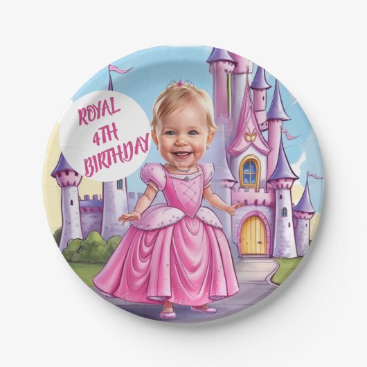 王室のプリンセス4歳の誕生日 ペーパープレート (正面)