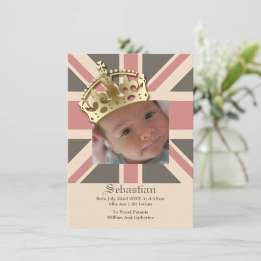 王室のベビー新生児付きクラウン 案内状 (スタンド正面)