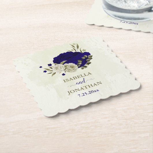 王室のベージュ結婚フローラ ペーパーコースター (アングル)