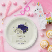 王室のベージュ結婚フローラ ペーパープレート (パーティー)