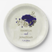 王室のベージュ結婚フローラ ペーパープレート (正面)