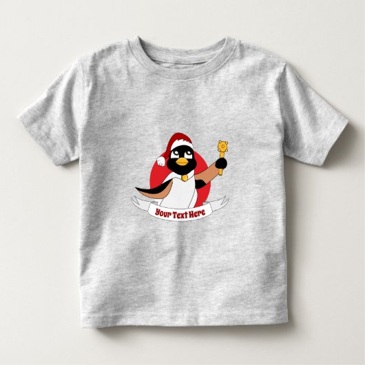 王室のペンギンのクリスマス漫画の幼児Tシャツ トドラーTシャツ (正面)
