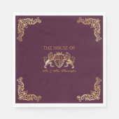 王室のムース中世ファンタジーモノグラムライオンエンブレム スタンダードランチョンナプキン (正面)