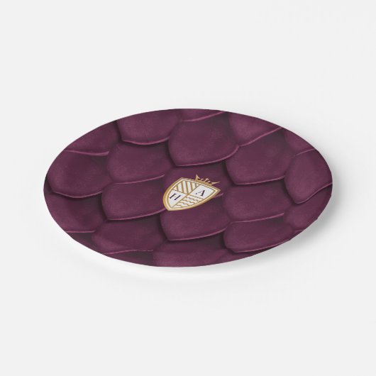 王室のムーズ中世ドラゴンファンタジーモノグラムクレスト ペーパープレート (アングル)