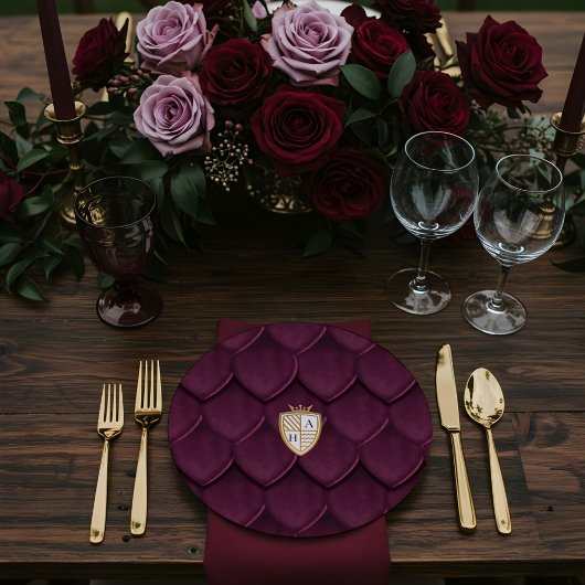 王室のムーズ中世ドラゴンファンタジーモノグラムクレスト ペーパープレート