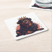 王室のロットワイラードッククイーンクラウン スクエアペーパーコースター (アングル)